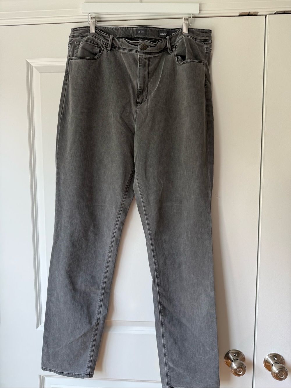 J.Jill Women’s Gray Jeans High Rise Straight Leg, Stretch, Size 16 Tall